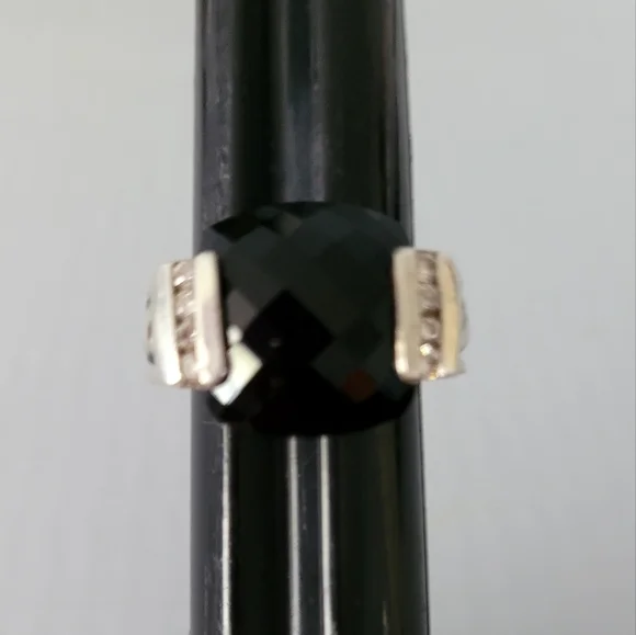 David Yurman Onyx Diamond Sterling Silver Ring - Picture 4 of 12